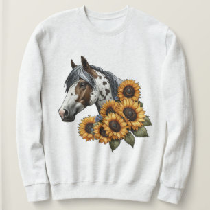 Schönes Appaloosa Pferd mit Sonnenblumen Sweatshirt