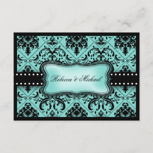 Schönes Aqua-blaue u. schwarze Damast UAWG Karten