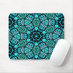 Schönes Aquamarines Aqua Türkis Ethnisches Mosai Mousepad