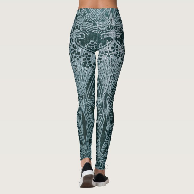 Schönes, aquamarines Silber, Kunst nouveau Muster, Leggings (Rückseite)