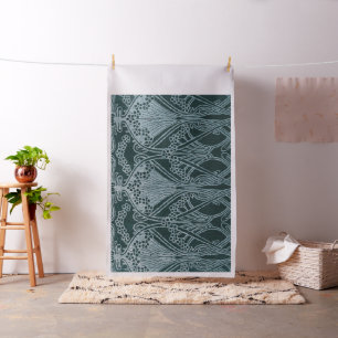 Schönes, aquamarines Silber, Kunst nouveau Muster Stoff