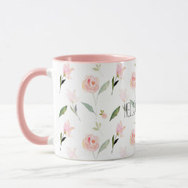 Schönes Aquarell Blütenrot Rosa Tasse