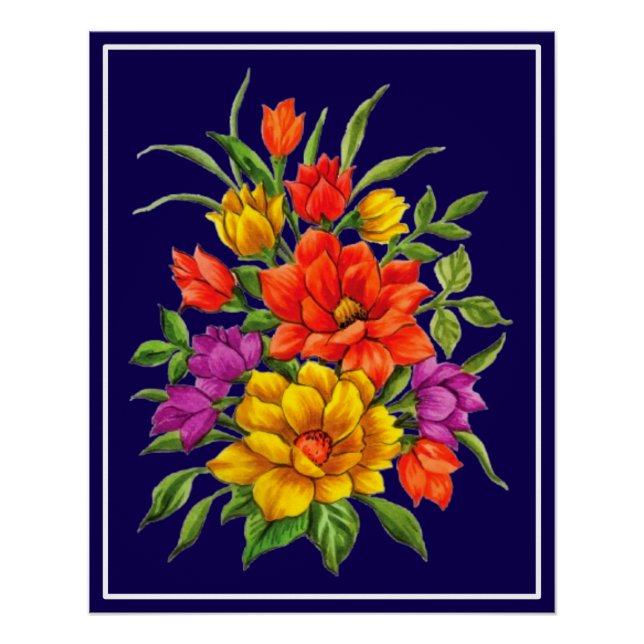 Schönes Aquarell Bouquet aus Blume-34123 Poster (Vorderseite)