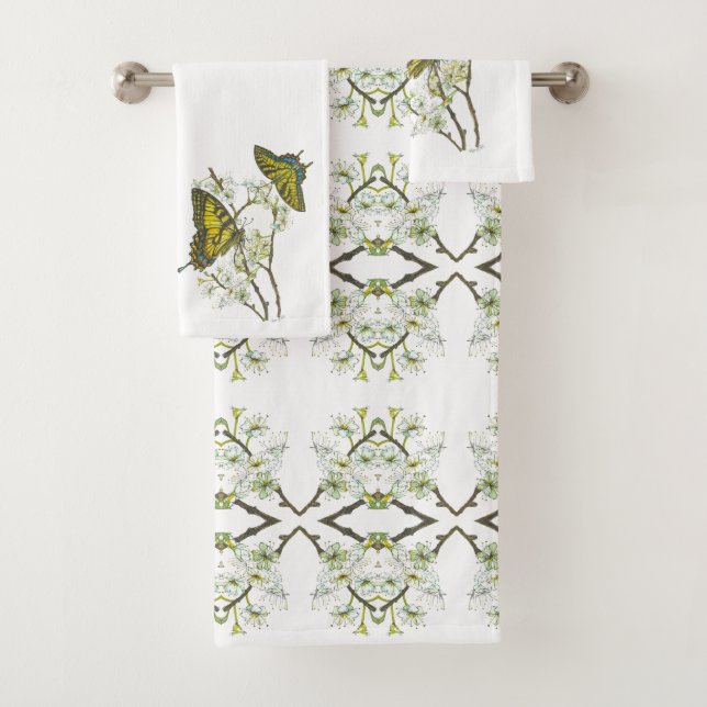 Schönes Aquarell-Frack Butterfly Badhandtuch Set (Insitu)