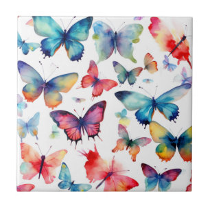 Schönes Aquarell-Schmetterling-Regenbogen-Muster Fliese
