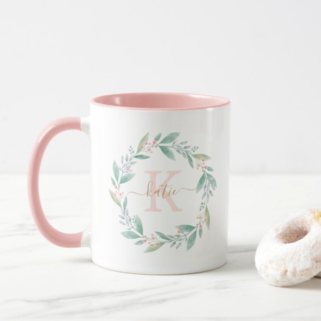 Schönes Aquarellblumengranulat Tasse (Mit Donut)