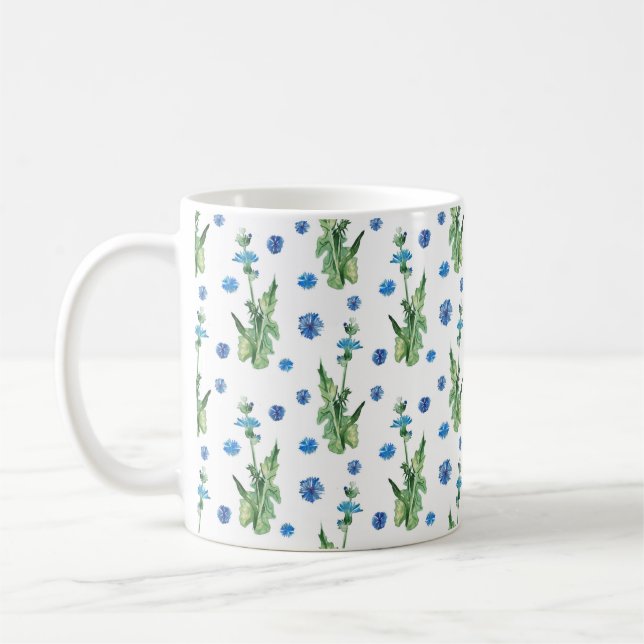 Schönes Aquarellblumenmuster Kaffeetasse (Links)