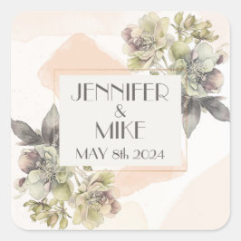 Schönes Aquarellbouquet mit Blume Quadratischer Aufkleber