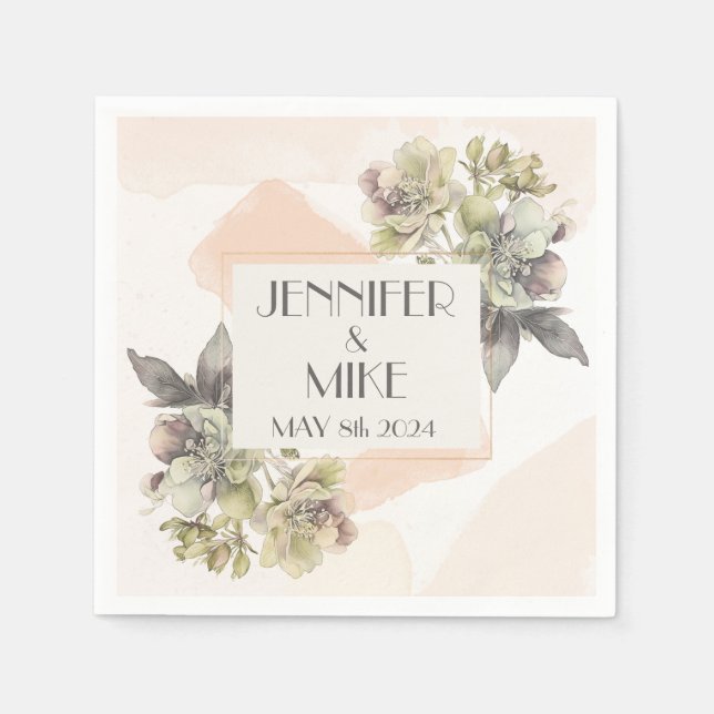 Schönes Aquarellbouquet mit Blume Serviette (Vorderseite)