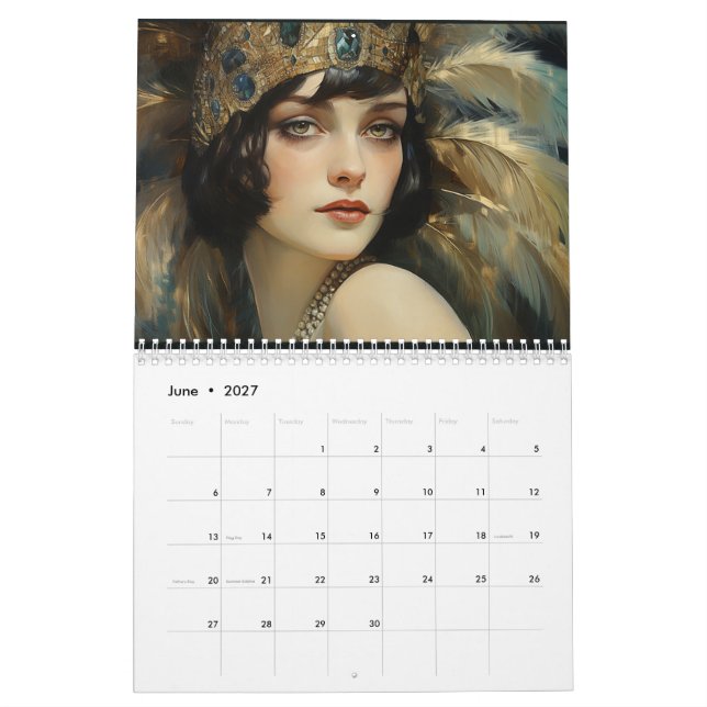 Schönes Art Deco Roaring 20 Kalender (Jun 2027)