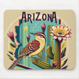 Schönes Art Déco von Arizona Bird und Blume Mousepad