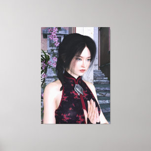 Schönes asiatisches traditionelles Kleid Leinwanddruck