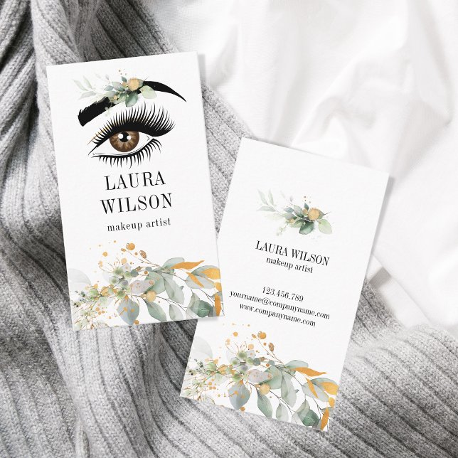 Schönes Auge mit Grün Wasserfarbene Blume Visitenkarte (Von Creator hochgeladen)