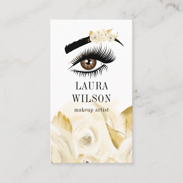 Schönes Auge mit weißem Wasser Blume Visitenkarte (Vorderseite)