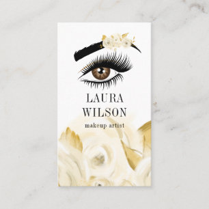 Schönes Auge mit weißen Watercolor-Blumen Visitenkarte