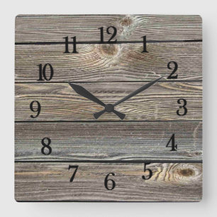 Schönes authentisch aussehendes horizontales Holzp Quadratische Wanduhr