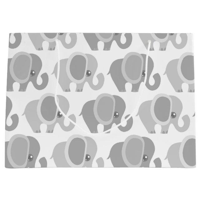 Schönes Baby-neutraler grauer Elefant Große Geschenktüte (Vorderseite)