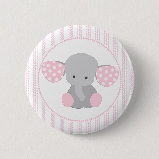 Schönes Baby-rosa Elefant Button (Vorderseite)