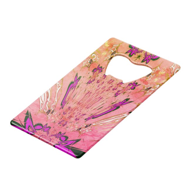 Schönes Babypink-lila-Schatten-Motiv Geldkarten Flaschenöffner (Rückseite Schrägansicht)