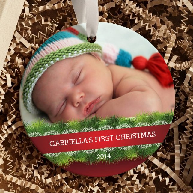 Schönes Baby's First Christmas Foto Ornament (Von Creator hochgeladen)