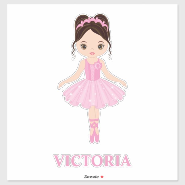 Schönes Ballerina Girl Custom-Cut Vinyl Sticker (Blatt)