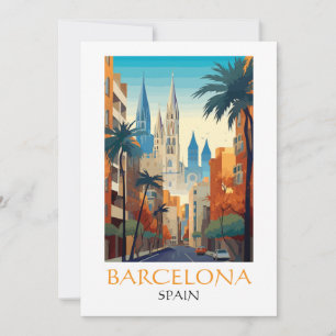 Schönes Barcelona Spanien Retro Vintage Reise Karte