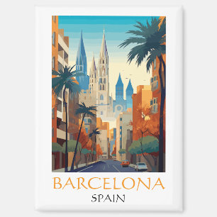 Schönes Barcelona Spanien Retro Vintage Reise Magnet