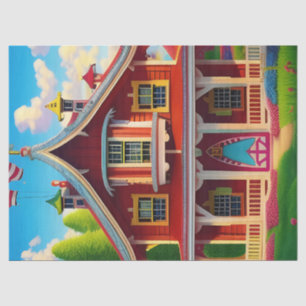 Schönes Bauernhaus Landschaft Decoupage Seidenpapier