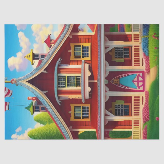 Schönes Bauernhaus Landschaft Decoupage Seidenpapier (Vorderseite)