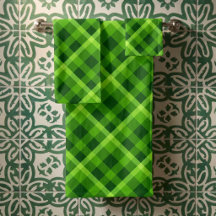 Schönes Baum Grün Kariert Bath Handtuch Set