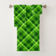 Schönes Baum Grün Kariert Bath Handtuch Set