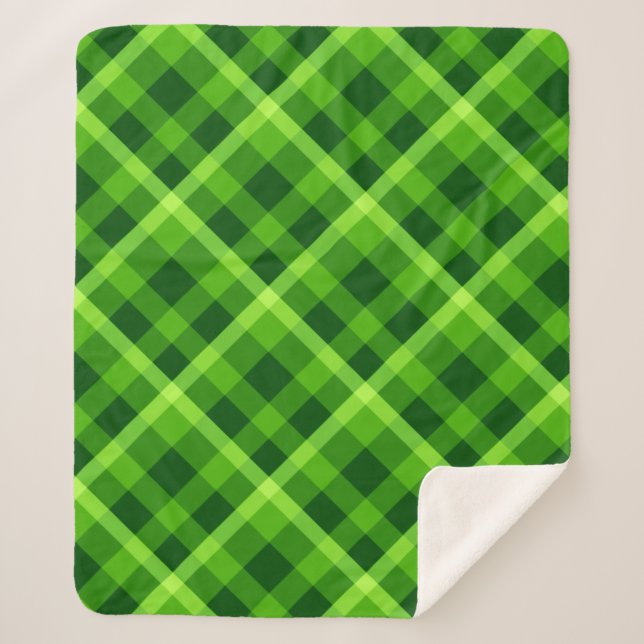 Schönes Baumgrün Kariertes Medium Sherpa Blanket Sherpadecke (Vorderseite)