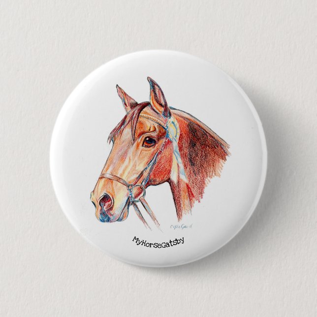 Schönes Bay Horse mit Rosette Button (Vorderseite)