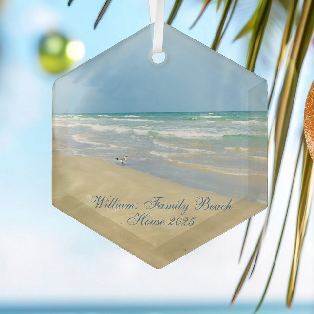 Schönes Beach House Custom Family Keepake Geschenk Ornament Aus Glas (Von Creator hochgeladen)
