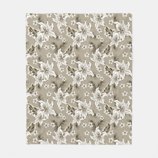 Schönes beige Blume Muster Fleecedecke (Vorderseite)