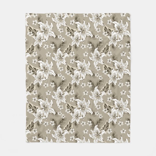 Schönes beiges Blumenmuster Fleecedecke (Vorderseite)