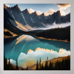 Schönes Bergsee Landschaftsbild Poster