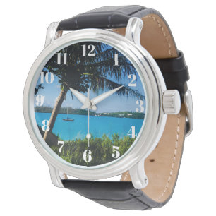 Schönes Bermuda Boat & Tropical Beach Geschenk Armbanduhr