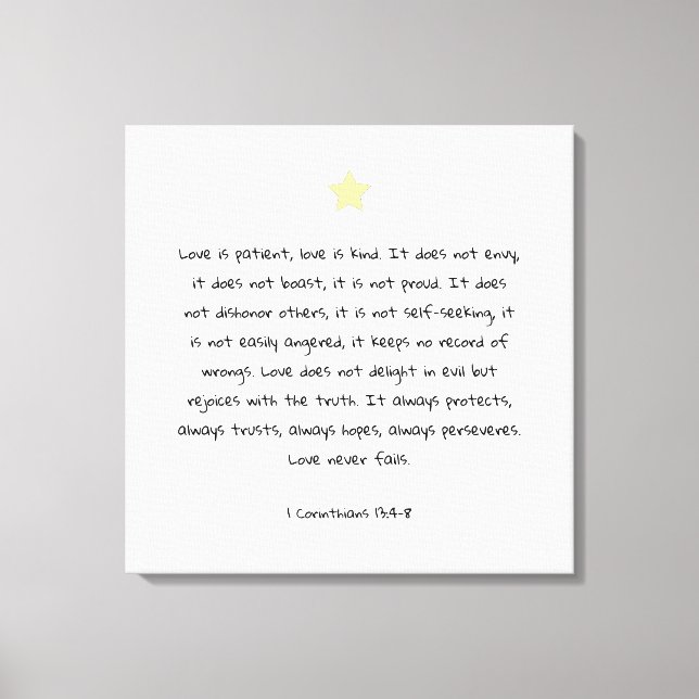 Schönes Bibelangebot 1 Korinther 13:4 Leinwanddruck (Vorderseite)