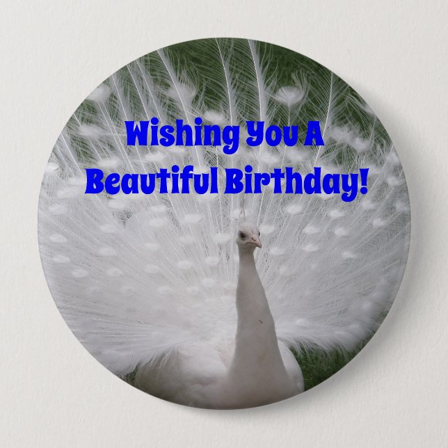 Schönes Birthday Peacock Button-Button Button (Vorderseite)