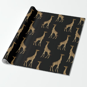 Schönes Black and Gold Giraffe Design Geschenkpapier