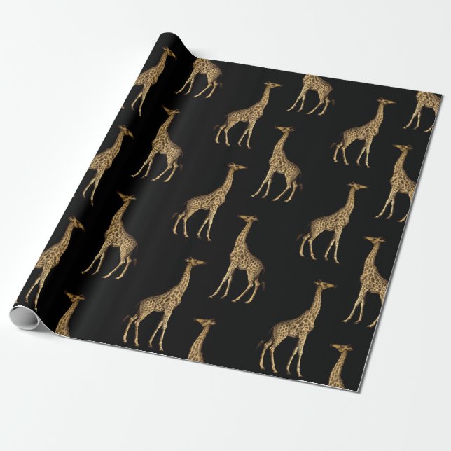 Schönes Black and Gold Giraffe Design Geschenkpapier (Ungerollt)