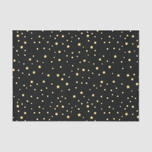 Schönes Black and Gold Starry Sky Star Muster Seidenpapier (Vorderseite)