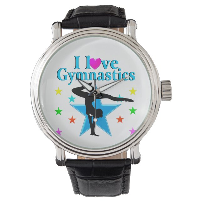 SCHÖNES BLAU I LIEBE GYMNASTICS DESIGN ARMBANDUHR (Vorderseite)