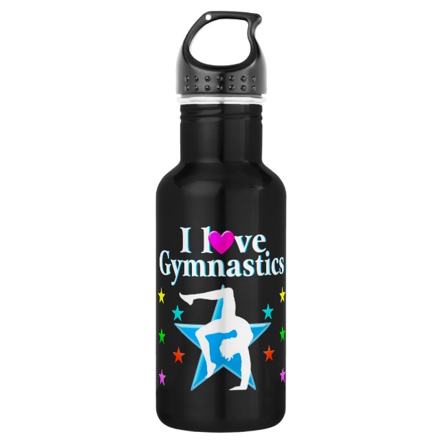SCHÖNES BLAU I LIEBE GYMNASTICS DESIGN EDELSTAHLFLASCHE (Vorderseite)