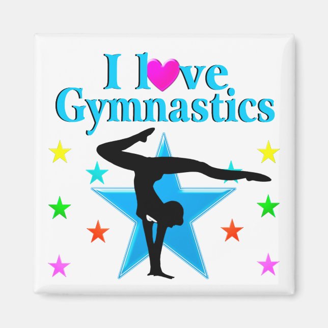SCHÖNES BLAU I LIEBE GYMNASTICS DESIGN MAGNET (Vorne)