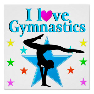 SCHÖNES BLAU I LIEBE GYMNASTICS DESIGN POSTER