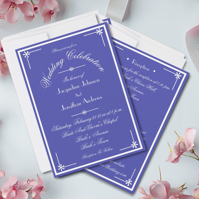 Schönes Blau in einer UAWG Website Hochzeit Einladung (Beautiful Blue with White Script - All In One RSVP Website Wedding Invitation.)