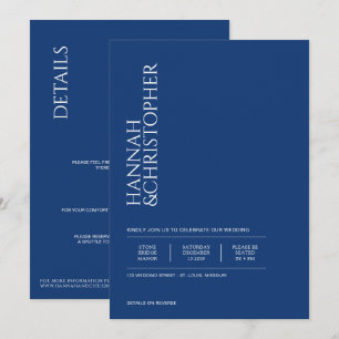 Schönes Blau mit Details Hochzeit Einladung