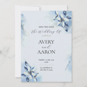 Schönes Blau Save the Date Hochzeitseinladung Einladung